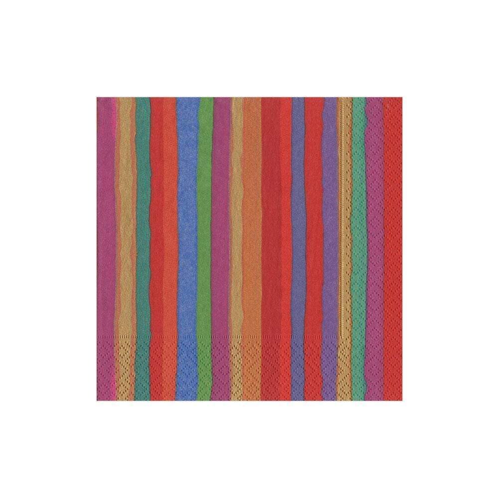 SERVIETTE COCKTAIL RAYURES MULTICOLORES 25CM (x20)