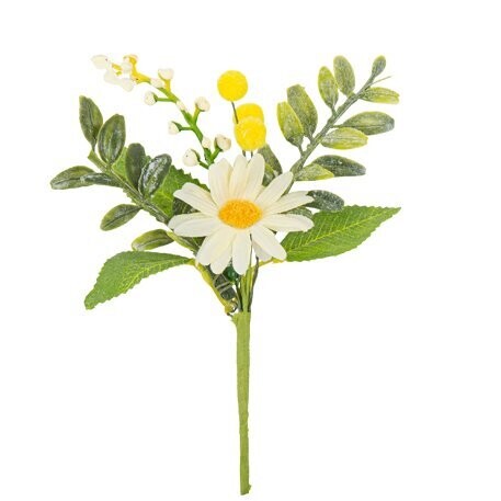 BOUQUET FEUILLAGE MARGUERITE ET MIMOSA 15CM (x2)