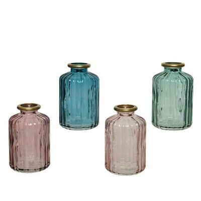 VASE BOUTEILLE A RELIEF 4 COULEURS AU CHOIX 6X10CM