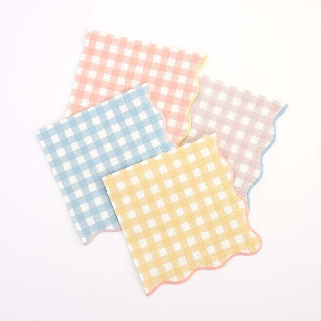 SERVIETTE VICHY PASTEL ASSORTIS 33CM (x20)