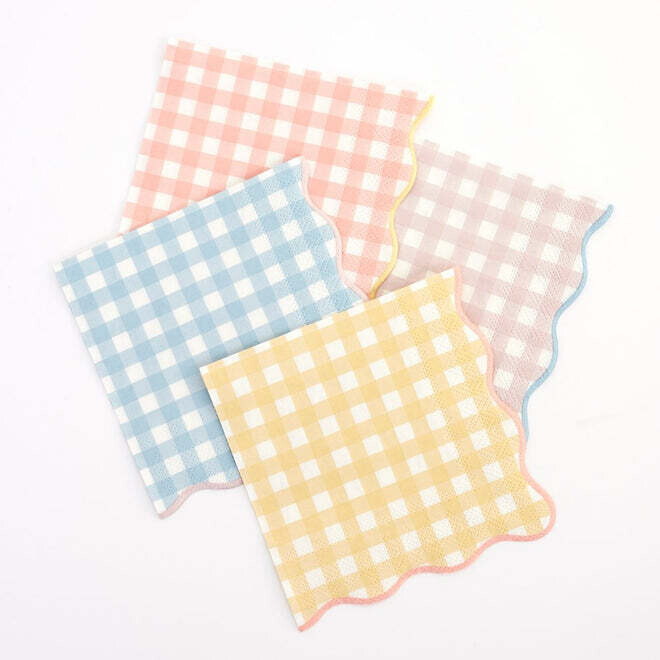 SERVIETTE COCKTAIL VICHY PASTEL ASSORTIS 25CM (x20)