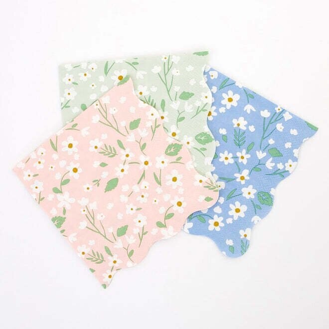 SERVIETTE FLORALE PASTEL ASSORTIS 33CM (x20)