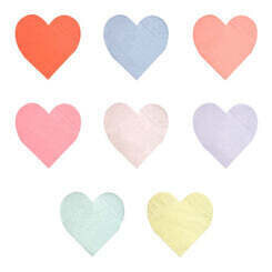 SERVIETTE FORME COEUR PASTEL ASSORTIS 16CM (x20)