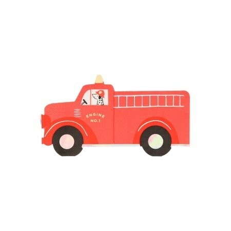 SERVIETTE FORME CAMION DE POMPIER (x16)