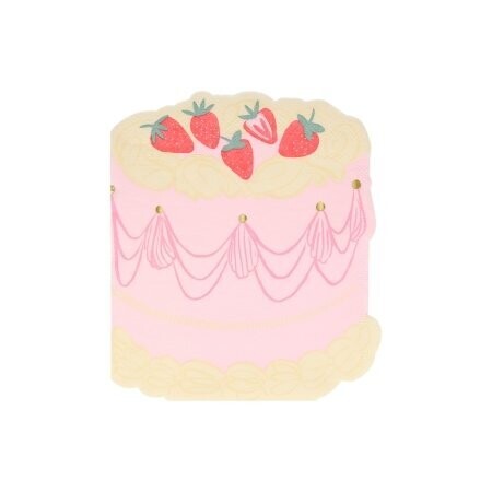 SERVIETTE GATEAU ROSE (x16)