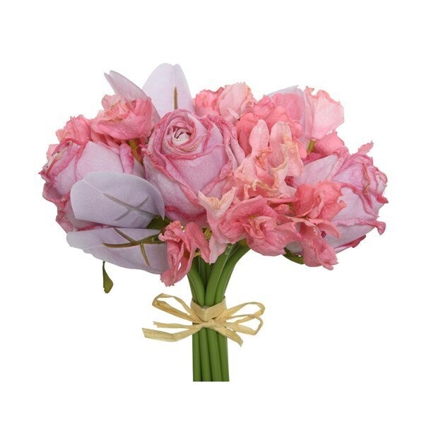 BOUQUET DE ROSES ROSE 18x30CM