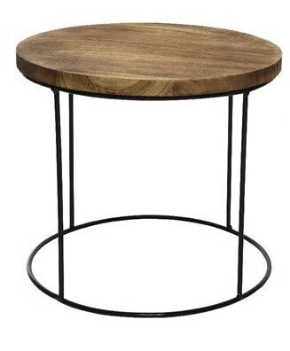 GUERIDON ROND BOIS PIED METAL 31x28CM