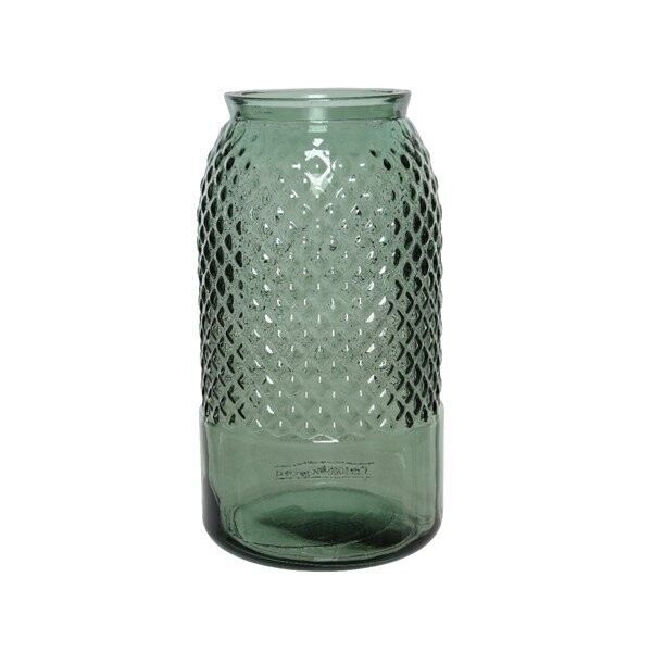 VASE VERRE RELIEF DIAMANT VERT 15x28CM