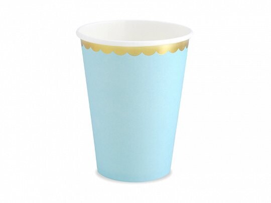 GOBELET BLEU PASTEL LISERE OR 220ML (x6)