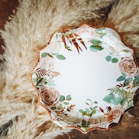 ASSIETTE PEONY BLANCHE ROSE VEGETAL ET ROSE GOLD 22.5CM (8)