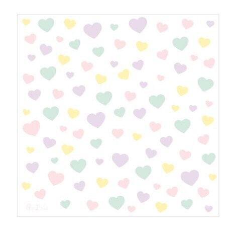 SERVIETTE BLANCHE COEURS PASTEL 33CM (x16)