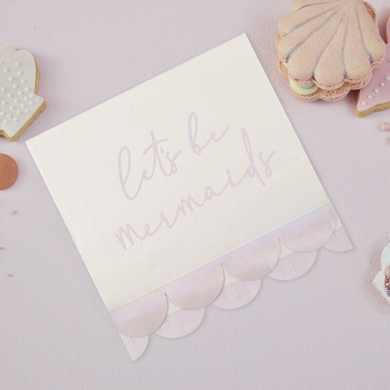 SERVIETTE "LETS BE MERMAID" ROSE ET IRISE 33CM (x16)