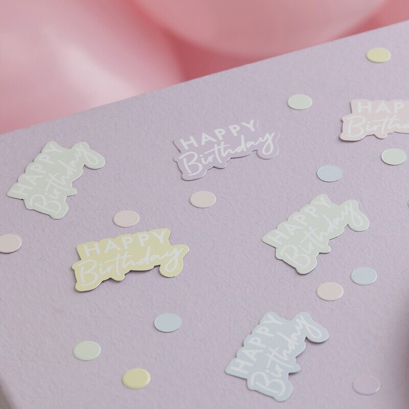 CONFETTIS "HAPPY BIRTHDAY" PASTEL