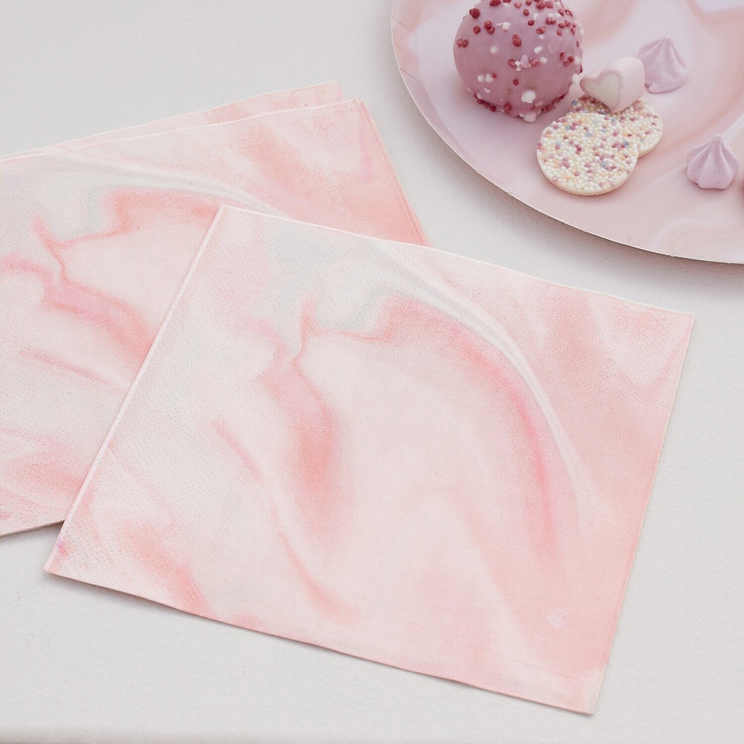 SERVIETTE ROSE MARBRE 33CM (x16)