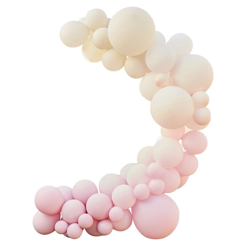 ARCHE DE 75 BALLONS NUDE ET ROSE