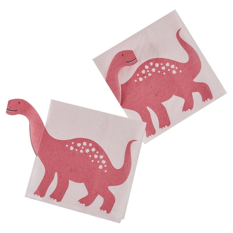 SERVIETTE DINOSAURE ROSE 33CM (x16)
