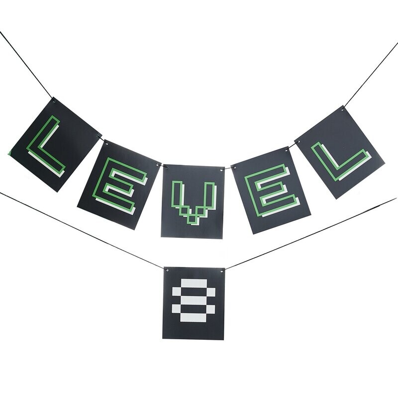 GUIRLANDE ANNIVERSAIRE GAMER LEVEL AGE PERSONNALISABLE 1.80M