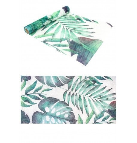 CHEMIN DE TABLE ROMANCE FEUILLES TROPICALES 30CMX5M