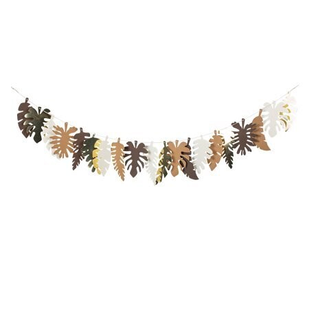 GUIRLANDE FEUILLES TROPICALES CHOCO KRAFT IVOIRE ET OR 22 A 28CM 2.1M
