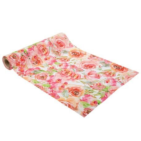CHEMIN DE TABLE ROSES VINTAGE TISSU 28CMx5M