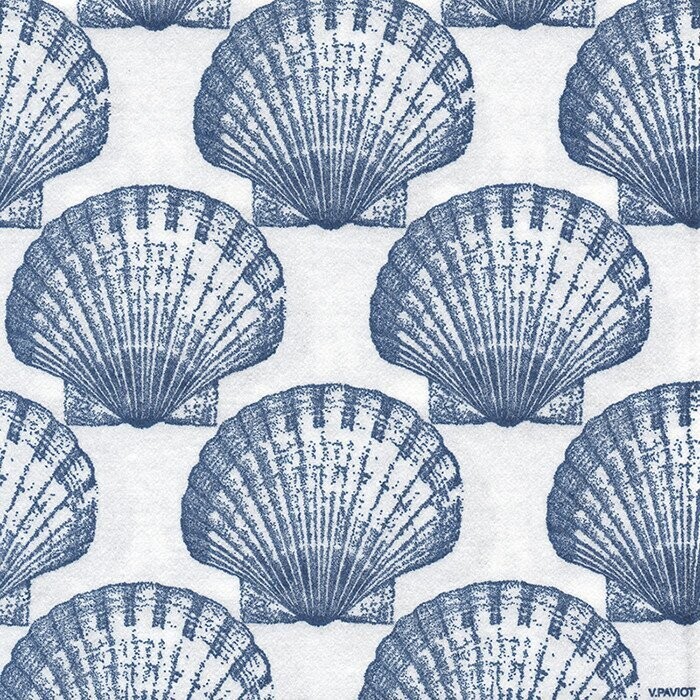 SERVIETTE COCKTAIL SAINT JACQUES BLEU 25x25CM (x20)