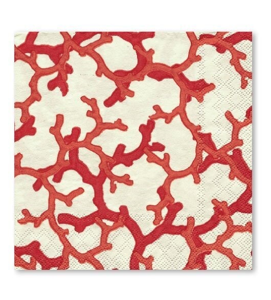 SERVIETTE COCKTAIL CORAIL 25CM (x20)