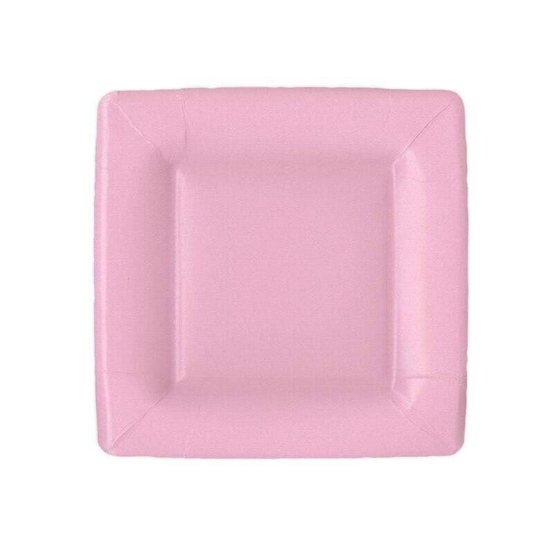 ASSIETTE CARREE ROSE 18.5CM (x8)