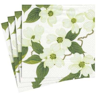 SERVIETTE FLEURS BLANCHES 38CM (x20)