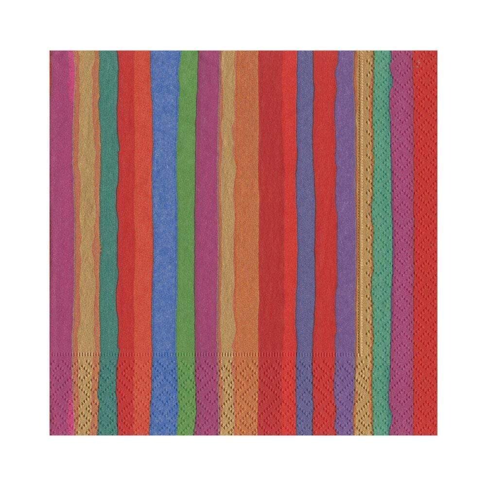 SERVIETTE RAYURES MULTICOLORES 33CM (x20)