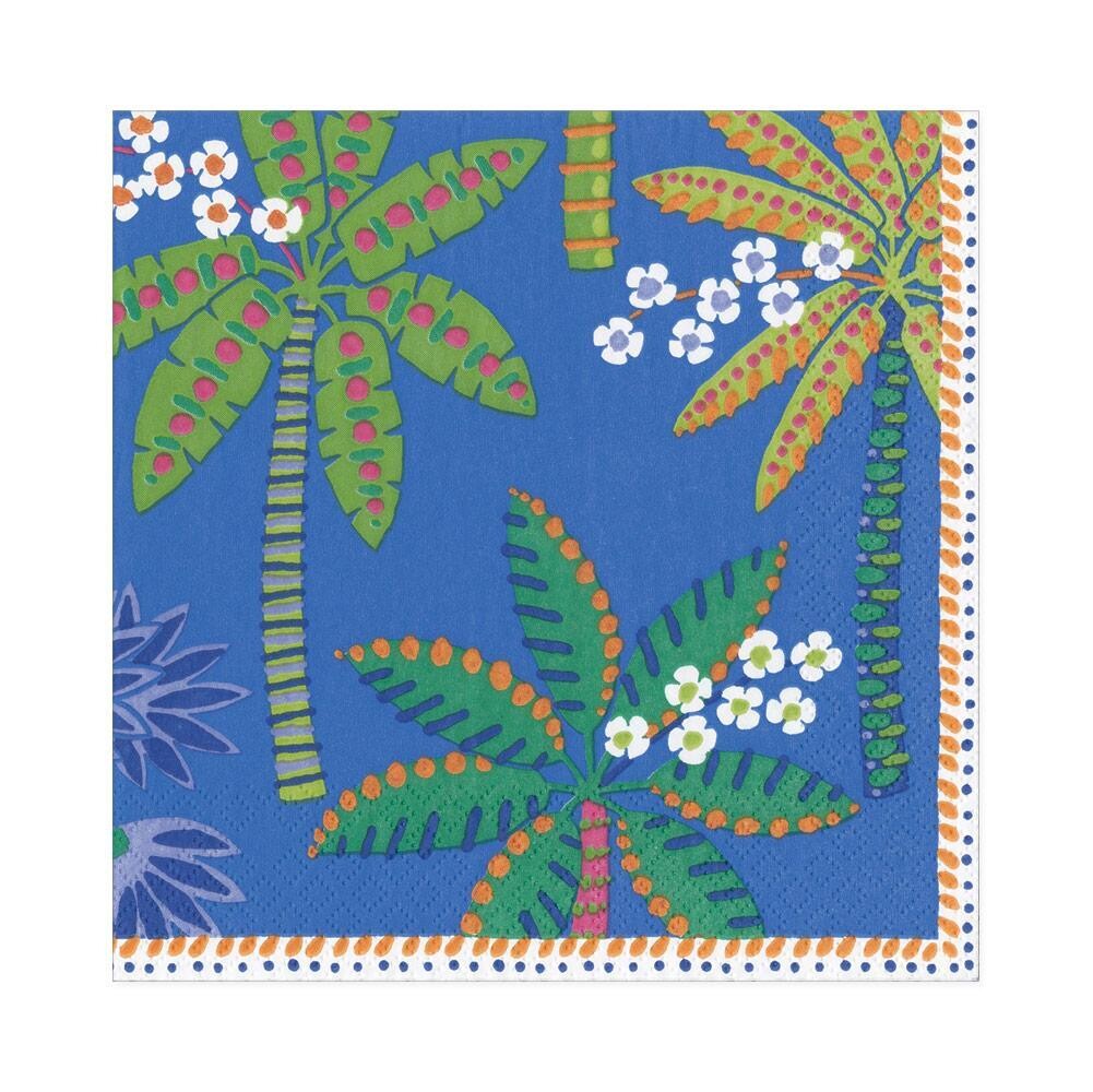 SERVIETTE PALMIER FOND BLEU 33CM (x20)
