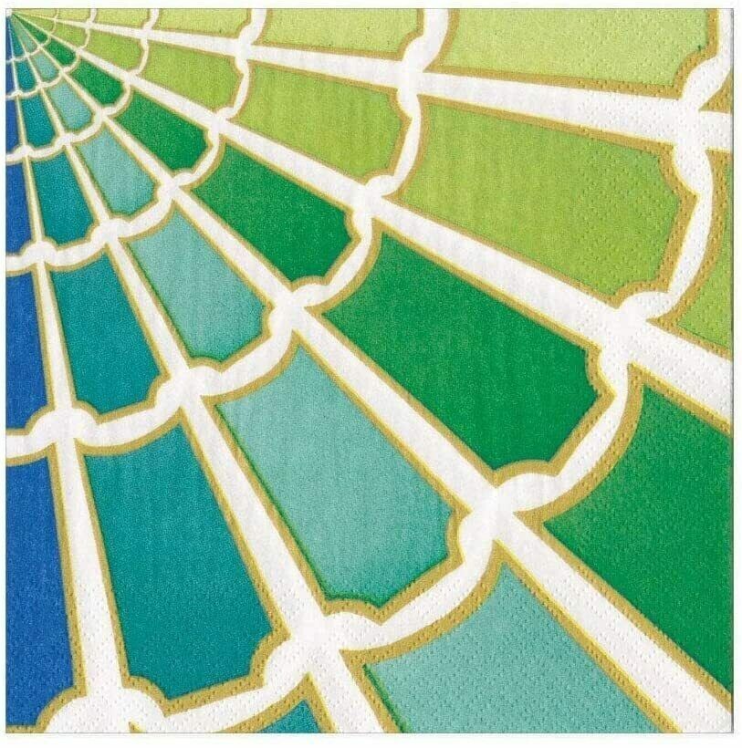 SERVIETTE VITRAIL DEGRADE DE VERT 33CM (x20)