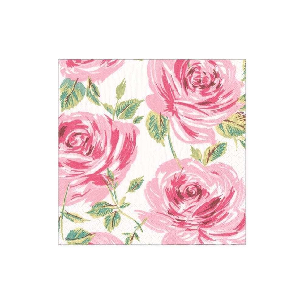 SERVIETTE COCKTAIL BELLA ROSA ROSE 25CM (x20)