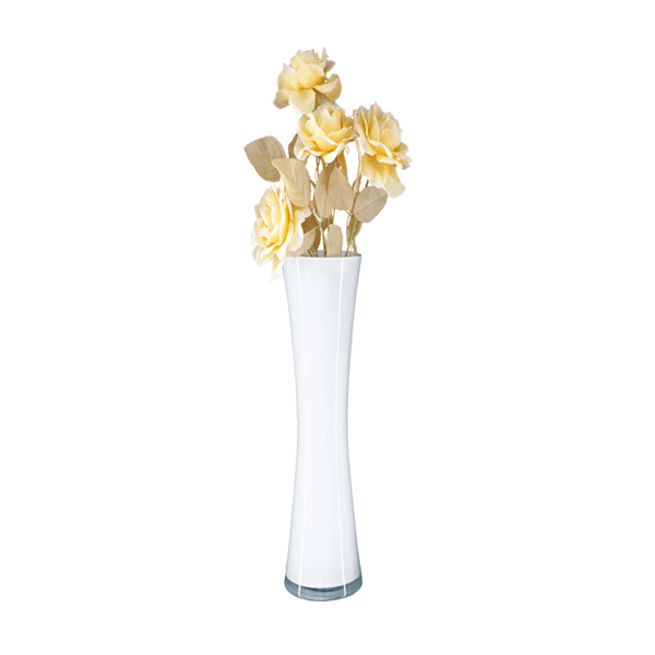 VASE Ø 14/17x60 CM BLANC VERRE
