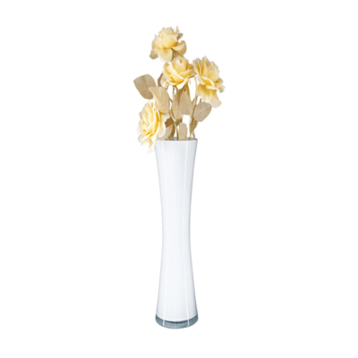 VASE Ø 14/17x60 CM BLANC VERRE