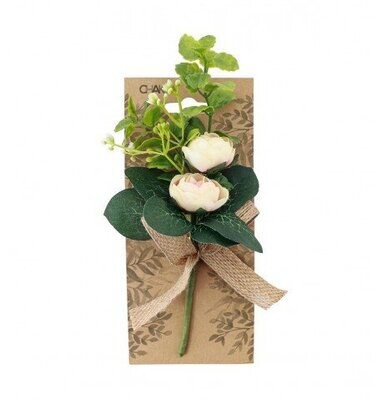 RENONCULE PECHE SUR BRANCHE VERDURE 9x5x15CM (x2)