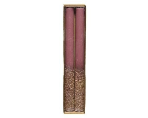 BOUGIE ANTHIQUE VIEUX ROSE PAILLETTES 25CM (2)