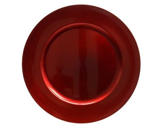 SOUS ASSIETTE RONDE PP ROUGE EFFET BROSSE 33CM