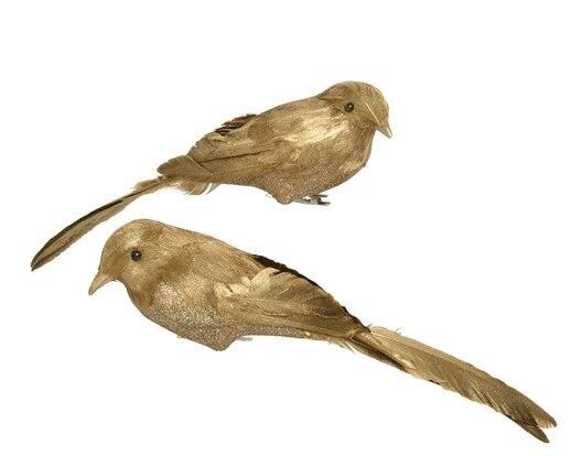 OISEAU DORE SUR CLIP 8.5X30CM