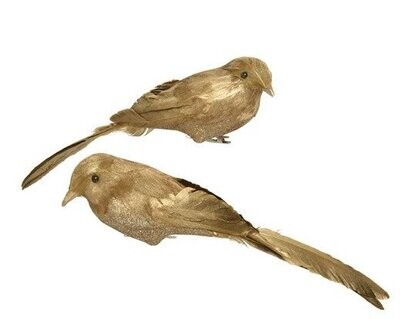 OISEAU DORE SUR CLIP 8.5X30CM
