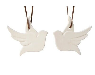 SUSPENSION OISEAU PORCELAINE BLANCHE 8.5CM