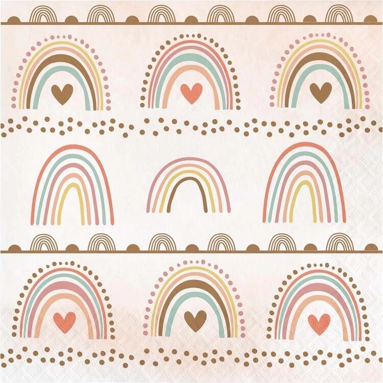 SERVIETTE ARC EN CIEL BOHO 33 CM (x16)