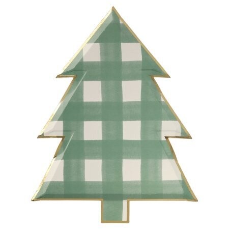 ASSIETTE SAPIN QUADRILLEE VERT (x8)