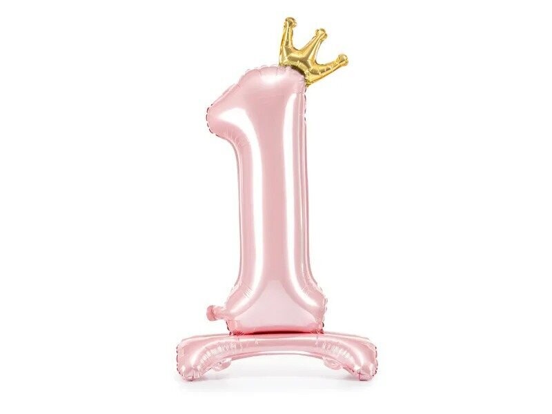 BALLON METAL 1 ROSE AVEC COURONNE OR 84CM