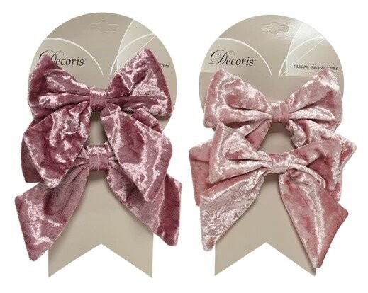 NOEUD SUR CLIP 15CM ROSE (x2)