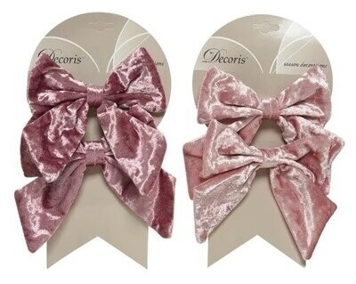 NOEUD SUR CLIP 15CM ROSE (x2)
