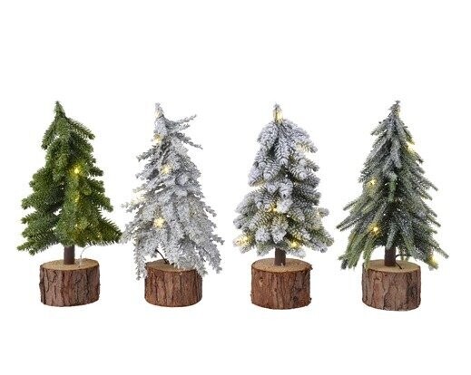 MINI SAPIN SUR RONDIN 25x12CM 4 MODELES AU CHOIX