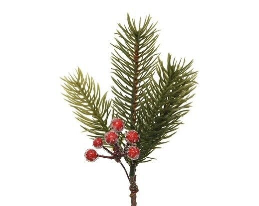 BRANCHE DE SAPIN ET BAIES ROUGES 23CM