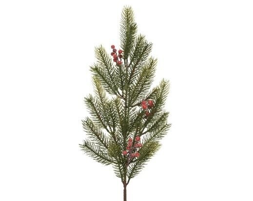 BRANCHE DE SAPIN ET BAIES ROUGES 66CM