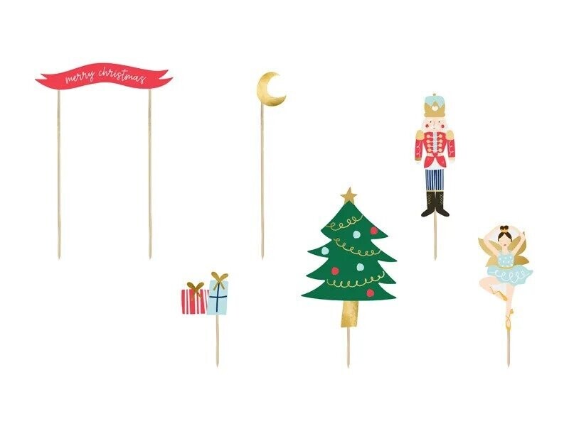 CAKE TOPPER NOEL CASSE NOISETTE 8.5 A 19CM 6 PIECES