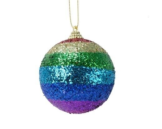 BOULE A SUSPENDRE SEQUINS ARC EN CIEL 8CM